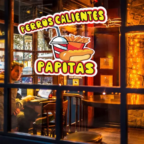 Miniatura 4 de Adhesivos para camiones de comida Perros Calientes Papitas Concession Restaurant Adhesivo de vinilo troquelado y letrero de 10 pulgadas en el lado