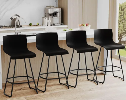 Miniatura 8 de WENTMENT Juego de 4 taburetes de bar giratorios de altura de mostrador con respaldo de 24 pulgadas con asiento de plástico, taburetes de bar