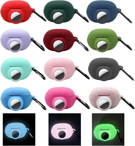 Miniatura 8 de Funda protectora de silicona compatible con Beats Studio Buds Airtag con soporte para Airtag, encuentra tu funda para auriculares, verde aguacate