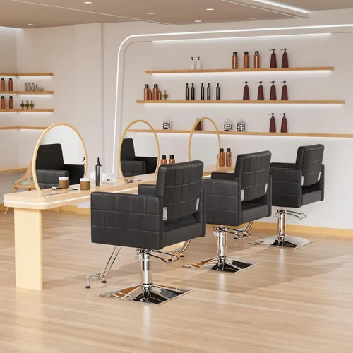 Miniatura 2 de Bonnlo Silla de peluquería para estilista de peluquería de asiento ancho, silla de peluquería hidráulica con reposapiés de acero inoxidable, silla