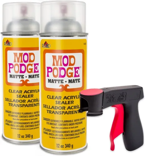 Mod Podge Sellador Acrílico en Aerosol Mate Paquete de 2, Sellador de Pintura de Revestimiento Transparente Mate en Aerosol, Mango de Pulverizador