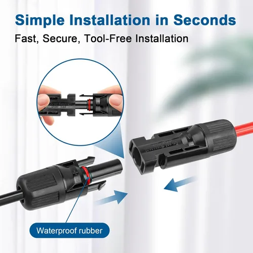 Miniatura 3 de Cable de extensión solar 10AWG de 20 pies – Paquete de 2 cables fotovoltaicos rojos y negros con conectores solares, cobre estañado de 84 hebras