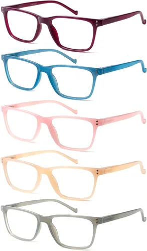 Miniatura 15 de JOSCHOO Paquete de 5 lentes de lectura para hombres y mujeres, bisagras de resorte, anteojos cómodos para leer (5 negros, 1.75)