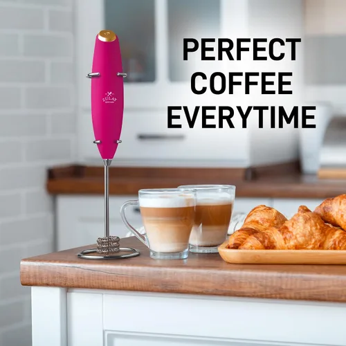 Miniatura 540 de Zulay Milk Boss Espumador de leche potente manual, hace espuma para latte, batidor para mezclar bebidas, café, miniespumador para capuchino, frappé