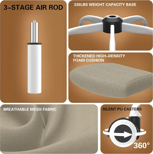 Miniatura 4 de Silla de oficina ergonómica, silla de escritorio con respaldo alto y soporte lumbar ajustable, respaldo de malla transpirable, capacidad de 330