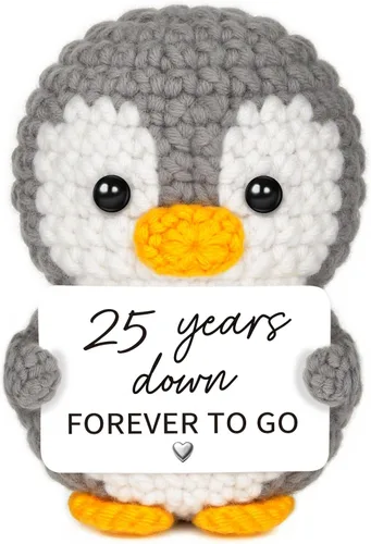 Miniatura 2 de Regalos de 1 año para aniversario de novio, novia, pingüino de ganchillo hecho a mano