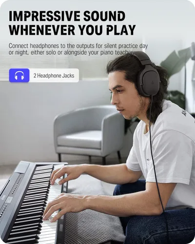 Miniatura 7 de Donner DEP-20 Piano digital para principiantes de 88 teclas, teclado ponderado de tamaño completo, piano eléctrico portátil con pedal