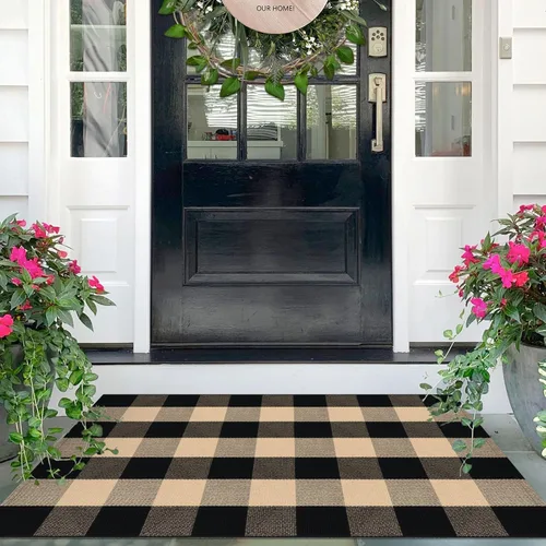 Miniatura 67 de IOHOUZE Alfombra Rayada Gris y Blanca - 27.5" X 43" Tapetes para Puerta Delantera al Aire Libre, Alfombra Lavable para Decoración de Porche
