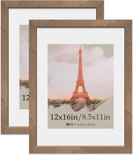 Miniatura 61 de VCK Paquete de 2 portarretratos de 5 x 7, color negro, de madera de alta gama con vidrio templado, para fotos de 4 x 6 con paspartú o 5 x 7 sin