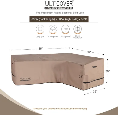 Miniatura 2 de ULTCOVER Funda de sofá seccional para patio en forma de L, con orientación a la derecha, impermeable para muebles de sección al aire libre de 4