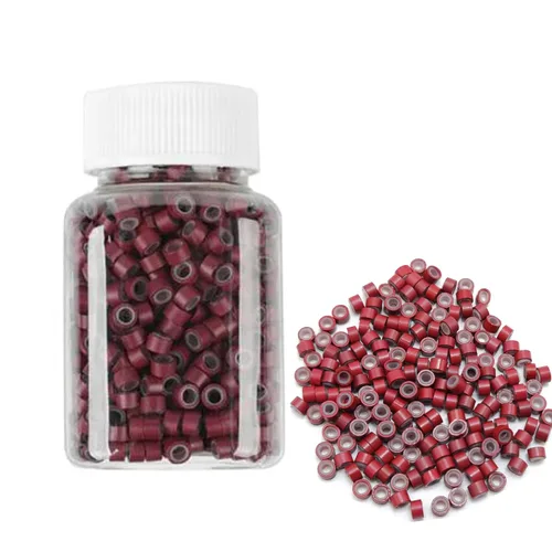 1000 anillos de silicona con microeslabones de 0.197 pulgadas, cuentas forradas para extensiones de cabello (1000 unidades (paquete de 1) (1000 Rojo