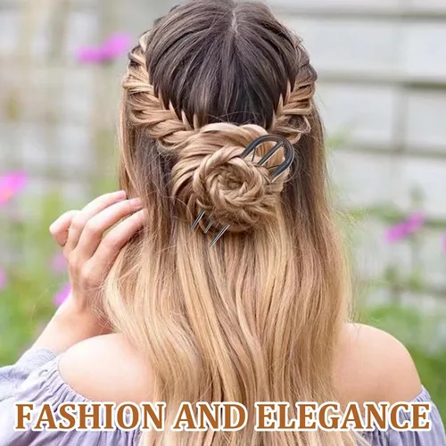 Miniatura 5 de Juego de 6 horquillas francesas, onduladas en forma de U, pinzas para el pelo retro con 3 dientes internos, ideal para moños de cabello fino