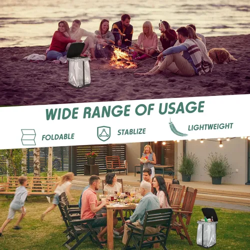 Miniatura 4 de Vicenpal Soporte portátil para bolsas de basura plegable, cubo de basura expandible para exteriores, accesorios de campamento para interiores