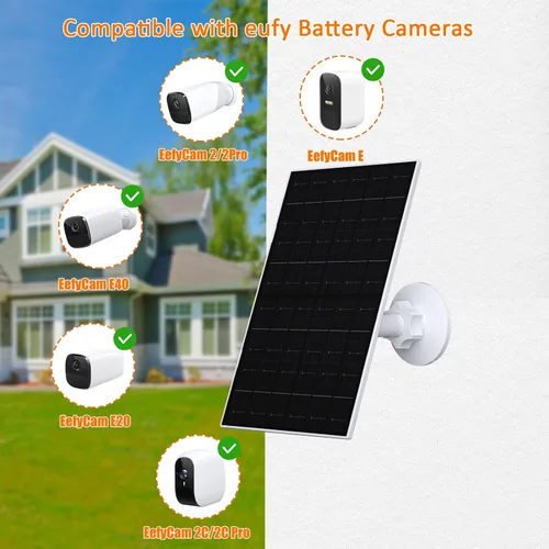 Miniatura 3 de Panel solar de 7 W para cámara de seguridad, cargador de panel solar compatible con Eufycam 2C/2C Pro/2/2 Pro/E20/E40/E, panel solar USB con puerto