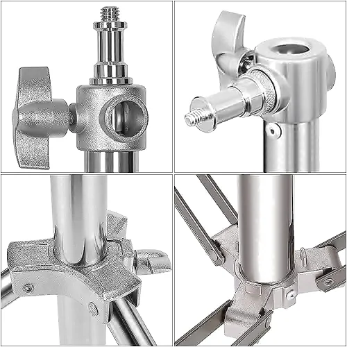 Miniatura 8 de Soporte de trípode de video para fotografía de acero inoxidable, soporte de trípode acolchado con resorte, 9.5 pies/9.2 ft, adaptador universal