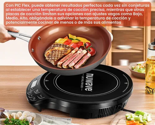 Miniatura 6 de Nuwave - Flex Precision - Placa de cocción de inducción, 10.25” de vidrio cerámico a prueba de roturas, bobina de calentamiento de 6.5 pulgadas, 45