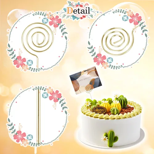 Miniatura 3 de 30 piezas de púas florales de alambre de metal de 13 pulgadas, soporte de tarjeta de metal para nombre, clips de número, soporte de imagen, soporte