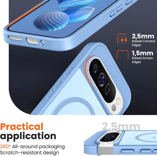 Miniatura 5 de Funda para teléfono Google Pixel 9 Pro XL, Compatible con Magnético, Protección contra Caídas de Grado Militar Translúcida Mate Resistente a Golpes