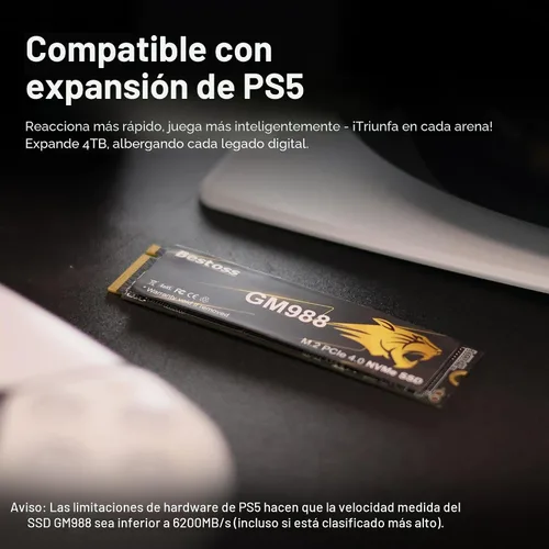 Miniatura 5 de SSD NVMe M.2 2280 1TB PCIe Gen 4, hasta 7300MB/s, caché SLC y HMB, mejora para PS5/PC/portátil, diseñado para jugadores, editores de video