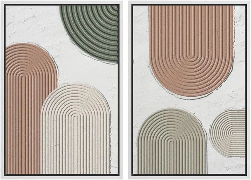 Miniatura 126 de SIGNWIN Lienzo enmarcado para pared, juego de arte con anillos de árbol de bosque grunge en blanco y negro, ilustraciones de naturaleza silvestre