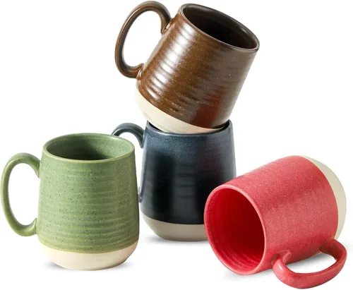 Miniatura 24 de Juego de tazas de café de cerámica grandes - 15 oz tazas de café con mango de porcelana, juego de 4 con mango, perfectas para capuchino, té, moca