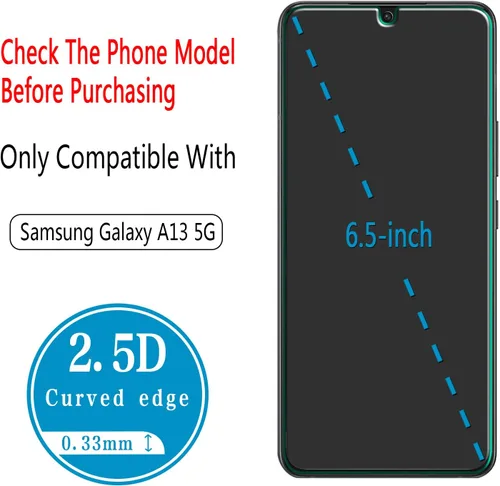 Miniatura 3 de Protector de pantalla de vidrio templado diseñado para Samsung Galaxy A13 5G, fácil instalación, sin burbujas, compatible con fundas