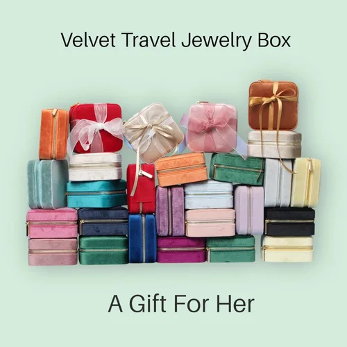 Miniatura 5 de BLUTETE Joyero de viaje organizador de terciopelo con anillos de espejo, aretes, collares, caja organizadora de almacenamiento (negro)