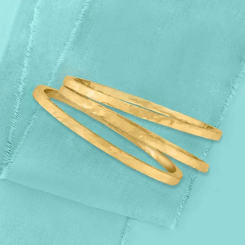 Miniatura 6 de Ross-Simons Italian 24kt Gold Over Sterling Silver Jewelry Set 3 Hammered Bangle Bracelets