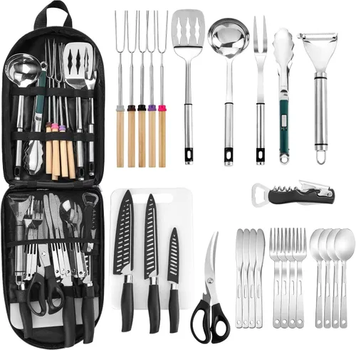 Miniatura 3 de Bolsa de almacenamiento de utensilios de cocina para campamento, juego de utensilios de cocina de campamento, bolsa de almacenamiento portátil Kit