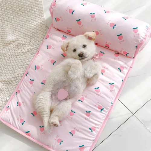 Miniatura 5 de FETNHU Tapete refrescante de seda de hielo para perros y gatos, cama refrescante para gatos y perros con almohada, bonita cama refrescante