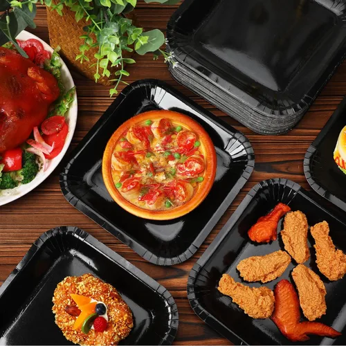 Miniatura 7 de Mifoci 100 platos de papel desechables cuadrados de 9 pulgadas, platos de postre para aperitivos a granel, para servir pasteles para cumpleaños