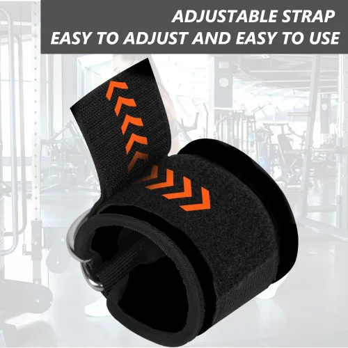 Miniatura 3 de flintronic 2 correas de tobillo para máquina de cable, puños de gimnasio con doble anillo en D de acero inoxidable, tobillera de gimnasio