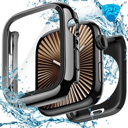 Miniatura 8 de 3 en 1 Goton Estuche impermeable duro para Apple Watch, protector de pantalla de 40mm, cubierta frontal de vidrio templado protectora completa