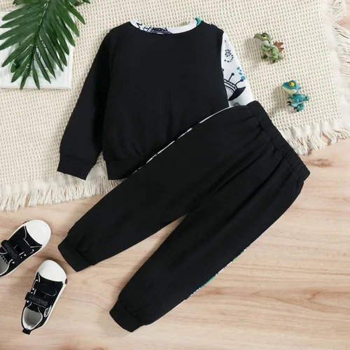 Miniatura 4 de Hearyoo Conjunto de ropa de 2 piezas con estampado de dinosaurio de manga larga y pantalones para niños pequeños