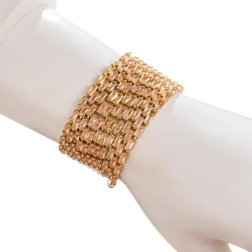 Miniatura 21 de 1 yarda de cadena estrecha de diamantes de imitación de zircón de cristal, adorno rectangular de cuentas para costura, manualidades, decoración