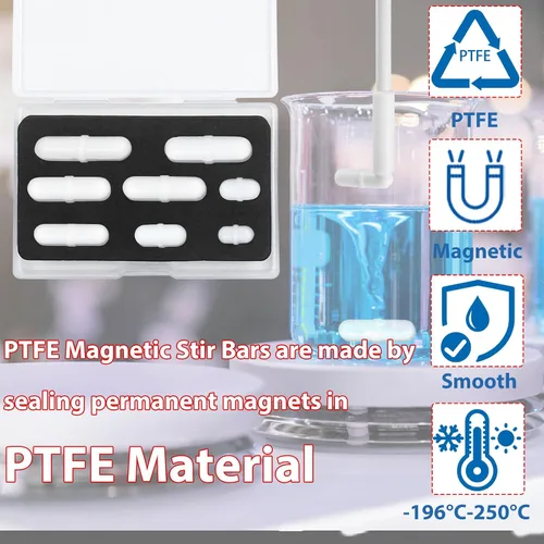 Miniatura 4 de Barras de agitación magnéticas con juego de recuperador magnético, barras de mezclador magnético de PTFE de tamaño mixto para laboratorio, varilla