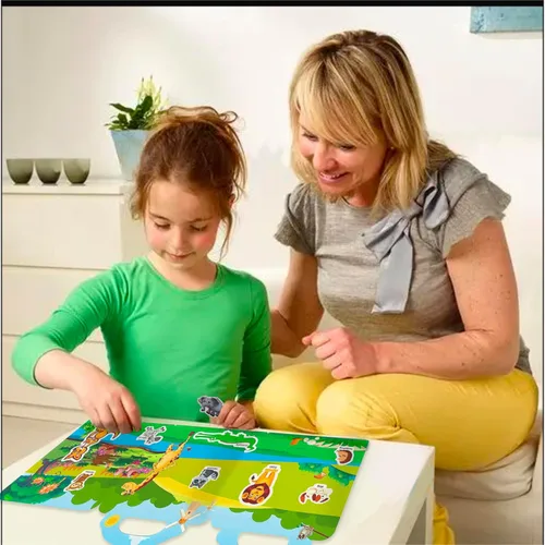 Miniatura 6 de Libro de calcomanías reutilizables para niños, calcomanías de animales, juguetes educativos de aprendizaje, calcomanías de viaje, libros