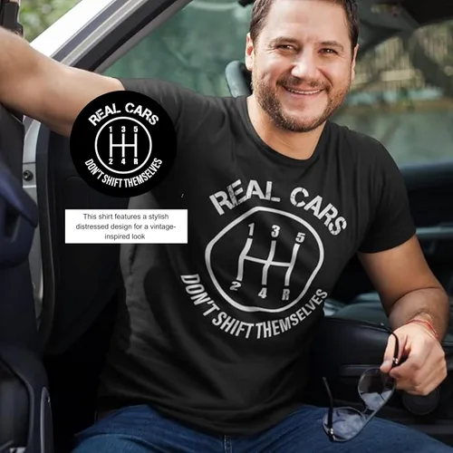 Miniatura 3 de Real Cars Don't Shift Themselves Camiseta Divertidas camisetas gráficas vintage para hombre, regalos mecánicos, camisas de coches de carreras