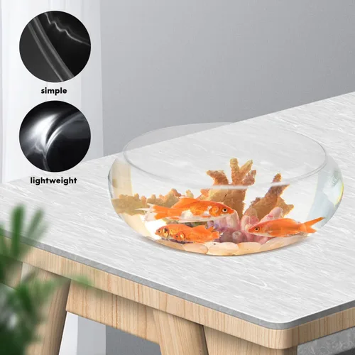 Miniatura 9 de Happyyami Jarrón de vidrio para peces de cristal, cuenco transparente de boca ancha, jarrón redondo, terrario, planta de aire, maceta hidropónica