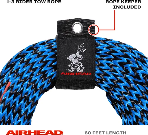 Miniatura 6 de Airhead - Cuerda de esquí acuático con mango de EVA, 1 sección para tubos, esquís acuáticos y tablas de wakesurf, verde y negro