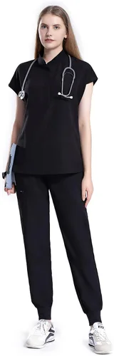 Uniforms World Avant - Conjunto de ropa quirúrgica para mujer, camiseta de ajuste clásico y pantalones ajustados, cintura de yoga, 7 bolsillos,