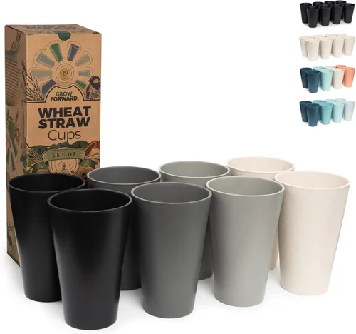 Miniatura 9 de Grow Forward Vasos de paja de trigo prémium – Vasos de plástico duro irrompibles sin BPA de 20 onzas – Vasos de plástico ligero reutilizables
