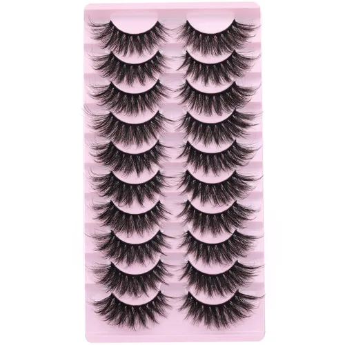 Miniatura 4 de FANXITON - Pestañas postizas de visón esponjosas, 20 mm, de ojo de gato, largas, 5D, dramáticas, 10 pares de pestañas postizas de visón sintético