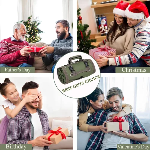 Miniatura 6 de Bolsa Organizadora de Herramientas, Bolsa Organizadora Enrollable Plegable con 2 Bolsas Desmontables, Organización de Almacenamiento de Herramientas