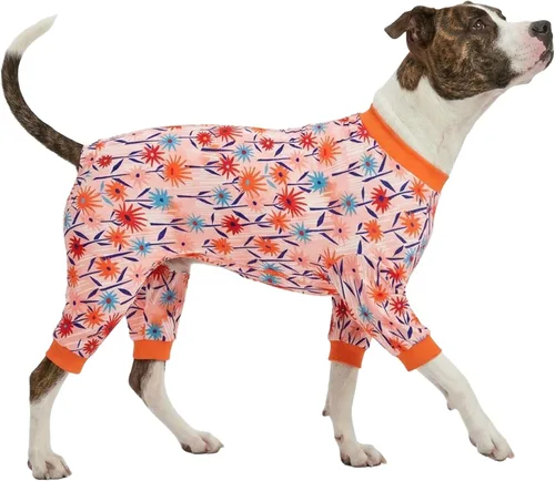 Miniatura 9 de LovinPet Sudadera para perro, tela elástica ligera, estampado de dinosaurio verde oscuro, protección solar, camisa para aliviar la ansiedad