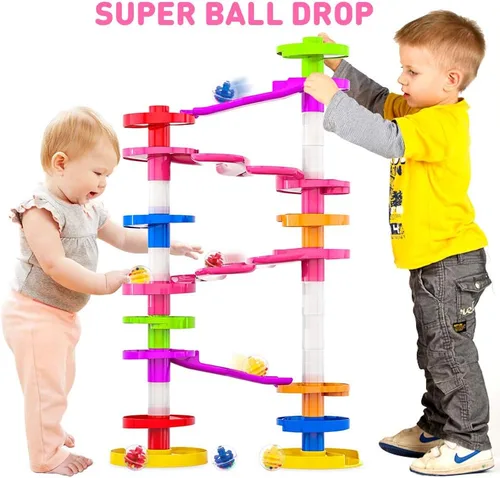 Miniatura 9 de WEofferwhatYOUwant Torre de Bolas Montessori de 2 Vías – Juguete STEM para Niños de 9 Meses o Más Diseño de Rampa Dual, Pistas Verdes Expandibles