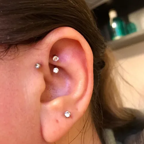 Miniatura 3 de MODRSA Rook - Piercing para mujer, aretes para cejas, acero quirúrgico, joyería vertical para labret de 0.63 onzas, 0.49 oz, barra curvada, Snug