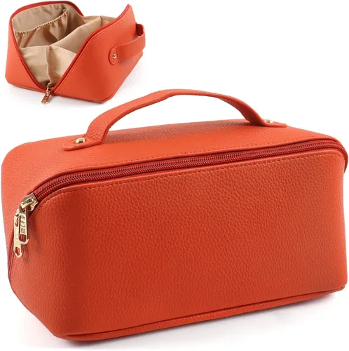 Miniatura 8 de MAMUNU - Bolsa de cosméticos de gran capacidad, bolsa de almacenamiento de cosméticos de viaje con asa, bolsa de cosméticos portátil con cremallera