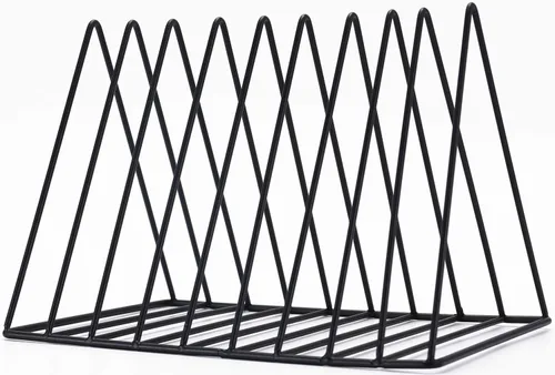 Sooyee - Soporte para revistas color negro de 9 ranuras, Estante organizador de archivos de escritorio, Decoración de estantería triangular para