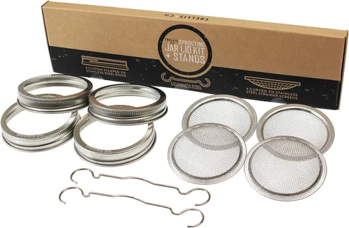 Miniatura 12 de Kit de germinación de acero inoxidable, paquete de 2, a prueba de óxido, malla curvada 316, se adapta a la mayoría de los frascos Mason de boca